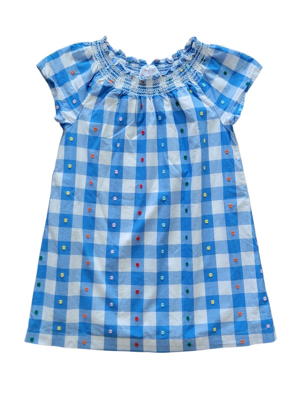 Hanna Andersson Celebrate Spring Woven Gingham Swiss Dot Smocked Dress 110 US 5‎